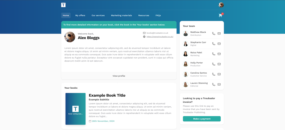 Troubador's Unique Author Hub